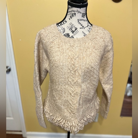 Banana Republic Light Beige Cable Knit Sweater Sz XL - Picture 7 of 10